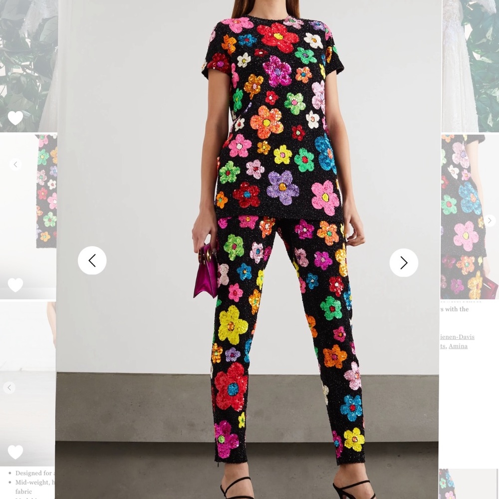 SOLD Ashish Flower Sequin Top and Pant Set XS